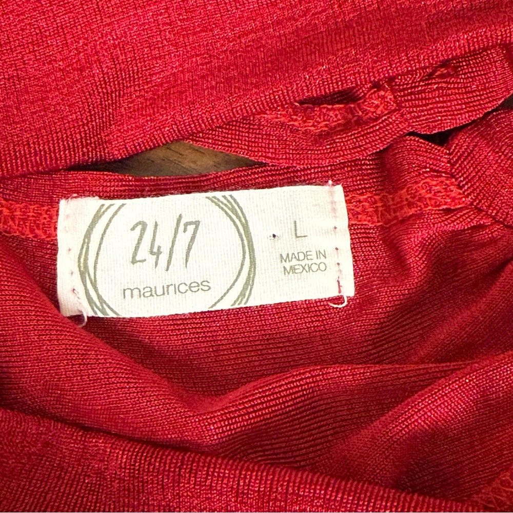 Maurices 24/7 Red Mock Neck Halter Tank Top Sleeveless Stretchy L - Picture 5 of 8